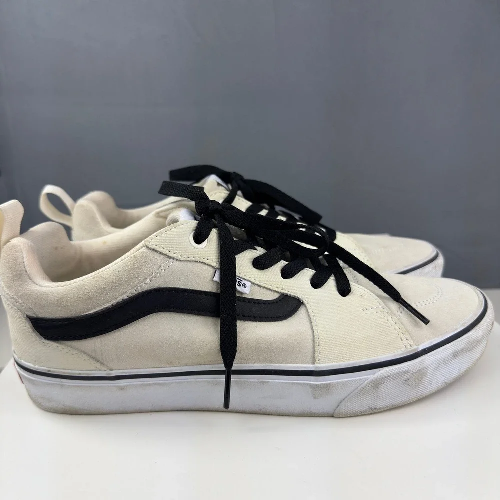 Vans Filmore Sneakers Mens 9 Cream Black Suede Canvas Low Top Skate Shoes 721454